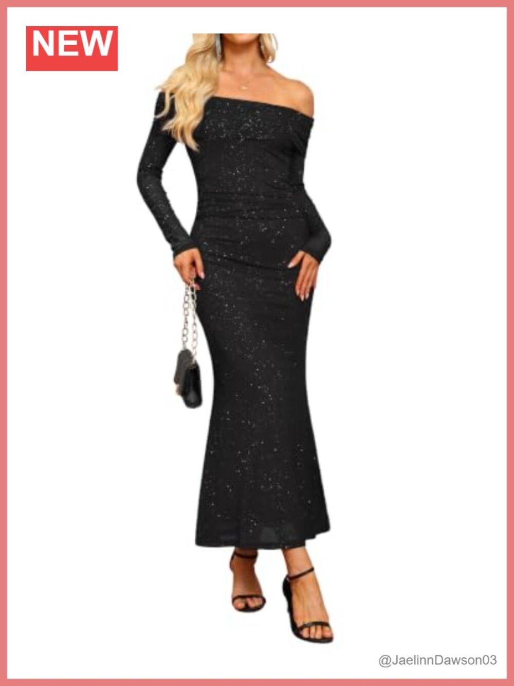 Off Shoulder Long Sleeve Sequin Bodycon Maxi Formal Dress